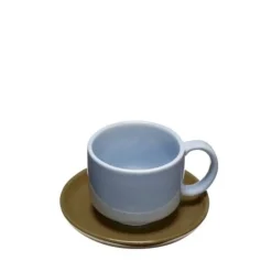 Amare kop en schotel blauw/olijf set van 4 stuks - 211705