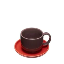 Amare kop en schotel burgundy/rood set van 4 stuks - 211707