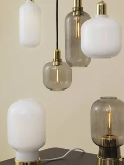 AMP Large hanglamp wit messing - 502167