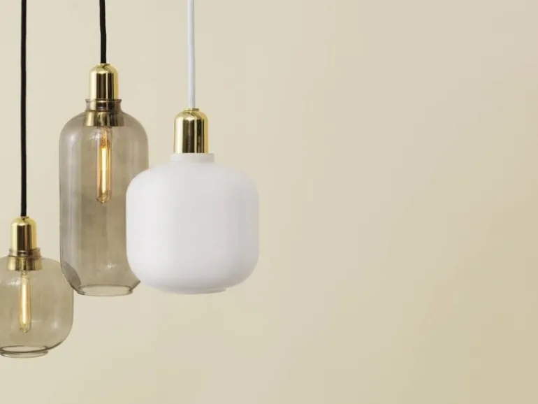 AMP Small hanglamp wit messing - 502165