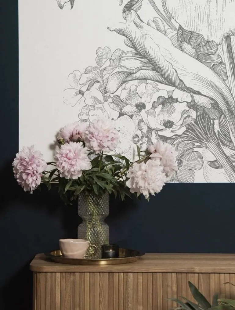 Behangpaneel Engraved Flowers