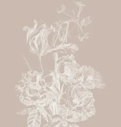 Engraved bloemen behang zand WP-745 200x280cm