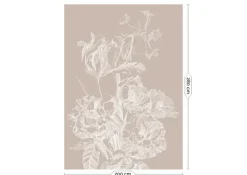 Engraved bloemen behang zand WP-745 200x280cm