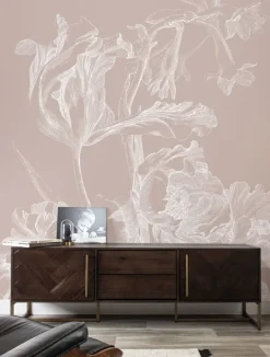 Engraved bloemen behang nude WP-744 200x280cm