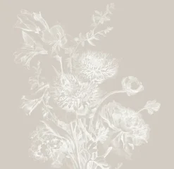 Engraved bloemen behang grijs WP-755 300x280cm