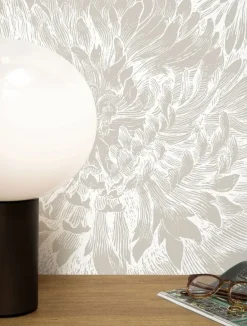 Engraved bloemen behang grijs WP-755 300x280cm
