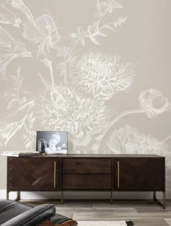 Engraved bloemen behang grijs WP-752 200x280cm