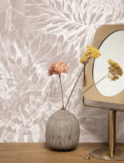 Engraved bloemen behang nude WP-756 300x280cm