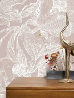 Engraved bloemen behang nude WP-750 400x280cm