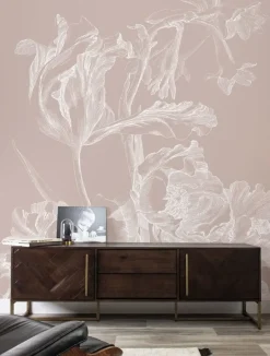 Engraved bloemen behang nude WP-747 300x280cm