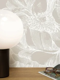 Engraved bloemen behang WP-749 grijs 400x280cm