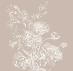Engraved bloemen behang zand WP-760 400x280cm