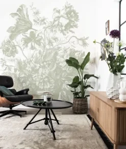 Engraved Flowers behang FU-045 - 194,8x280cm groen