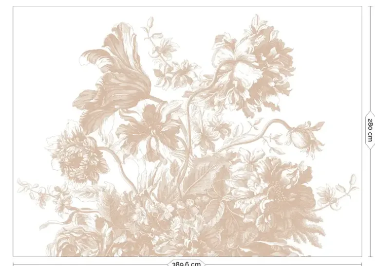 Engraved Flowers behang FU-044 - 389,6x280cm nude