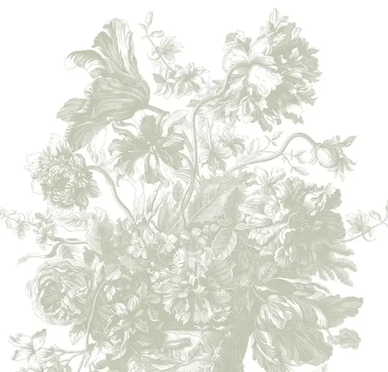 Engraved Flowers behang FU-046 - 292,2x280cm groen