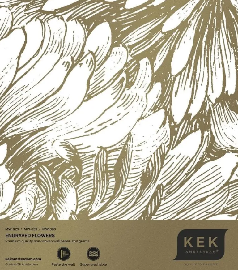 Engraved flowers goud behang MW-030 - 400x280cm