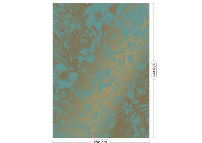 Engraved flowers goud behang MW-019 - 200x280cm