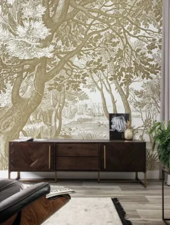 Engraved landscapes goud behang MW-040 - 200x280cm