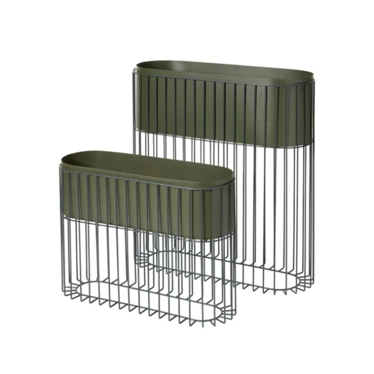 Fenja plantenbak op standaard groen set van 2 stuks - 71178247
