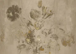 Fresco Flowers behang FU-052 - 292,2x280cm goud/beige