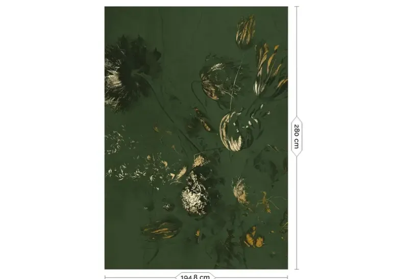 Fresco Flowers behang FU-057 - 194,8x280cm goud/groen