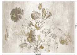 Fresco Flowers behang FU-062 - 389,6x280cm goud/wit