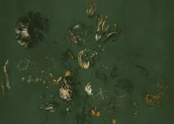 Fresco Flowers behang FU-058 - 292,2x280cm goud/groen
