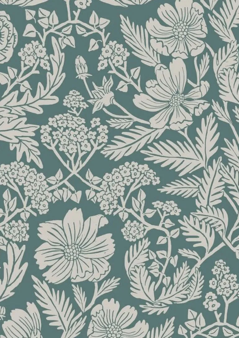 Getekende bloemen behang 100x280cm - FR-001