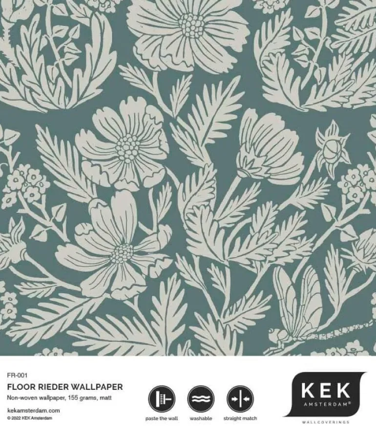 Getekende bloemen behang 100x280cm - FR-001