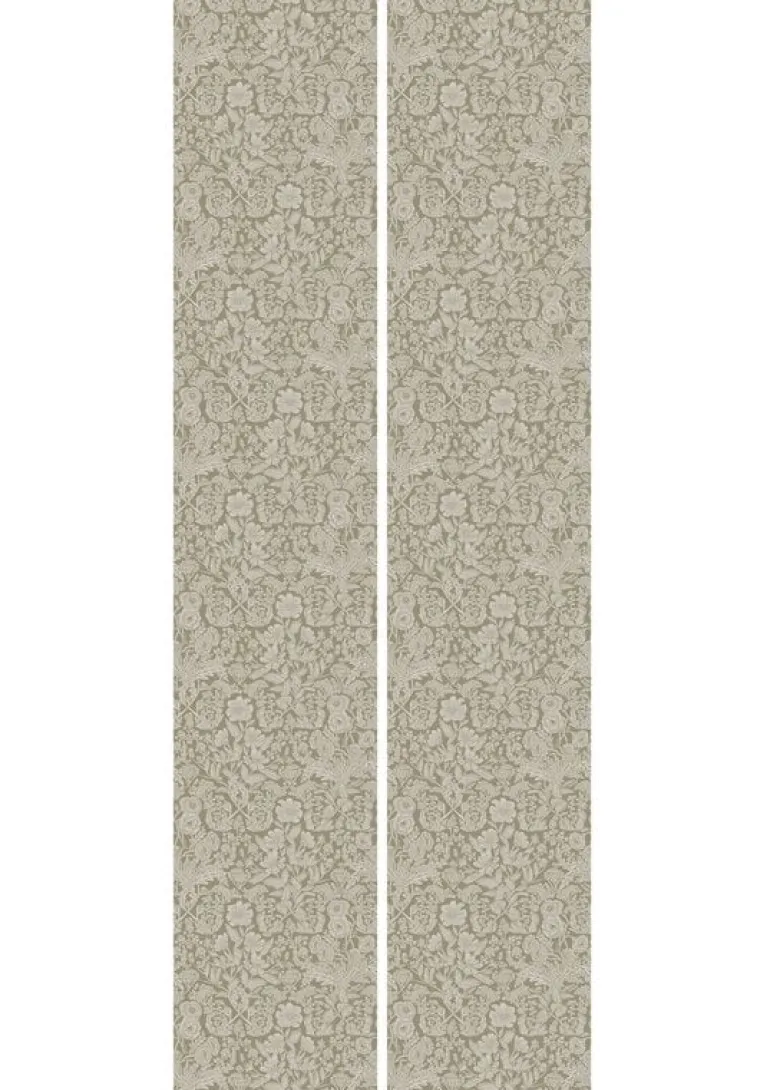 Getekende bloemen behang 100x280cm zand - FR-003
