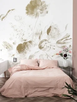 Golden age flowers goud behang MW-050 - 300x280cm