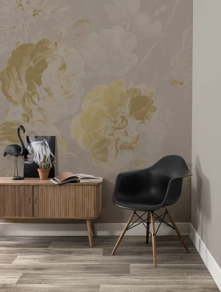 Golden age flowers goud behang MW-045 - 400x280cm