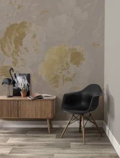 Golden age flowers goud behang MW-044 - 300x280cm