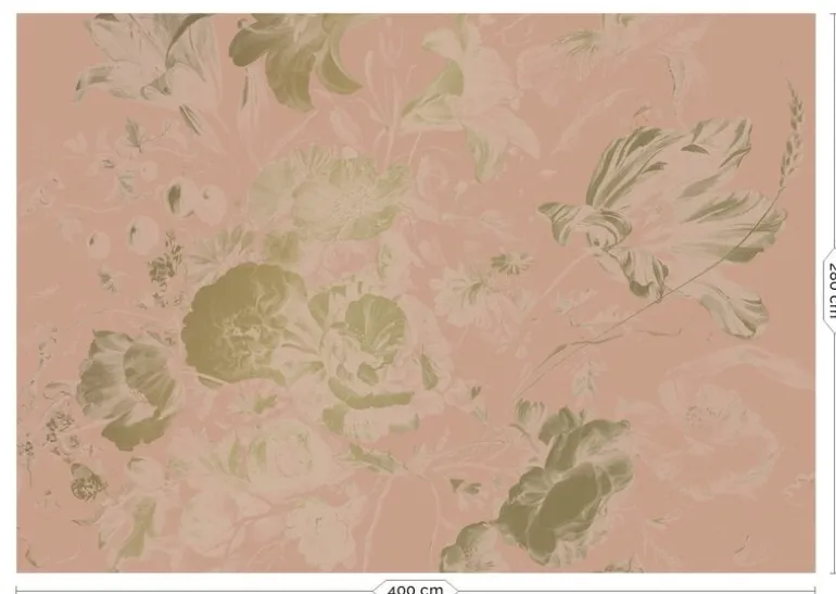 Golden age flowers goud behang MW-048 - 400x280cm