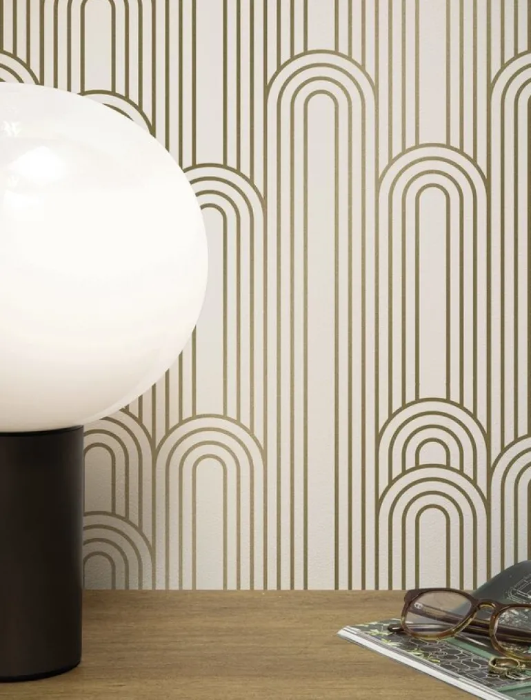 Golden lines behang 100x280cm off white / goud MW-087