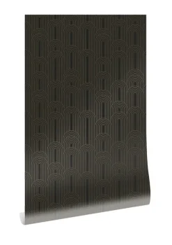 Golden lines behang 100x280cm zwart / goud MW-081