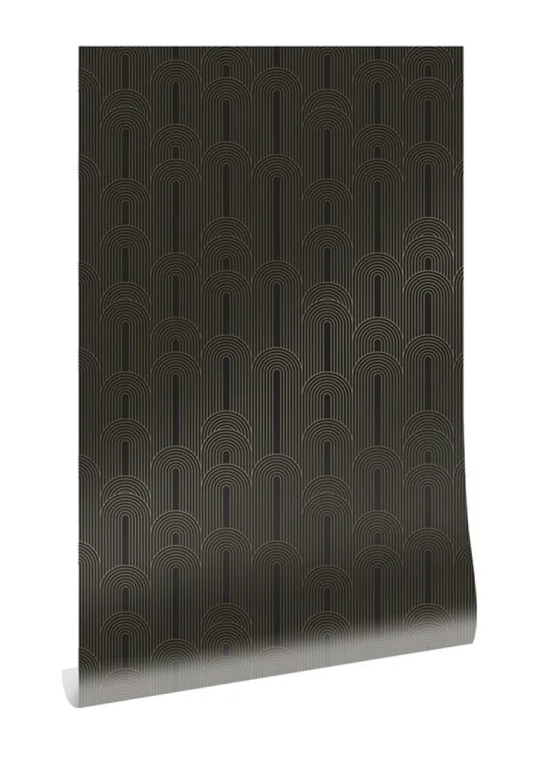 Golden lines behang 100x280cm zwart / goud MW-081