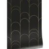 Golden lines behang 100x280cm zwart/goud MW-071