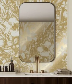 Goud Engraved bloemen behang zand MW-136 400x280cm