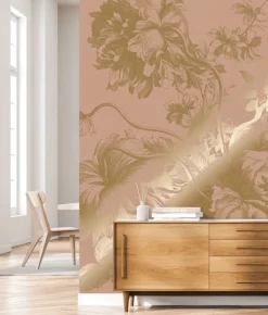 Goud Engraved bloemen behang nude MW-119 200x280cm