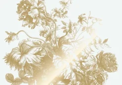 Goud Engraved bloemen behang off-white MW-115 400x280cm