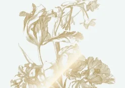 Goud Engraved bloemen behang off-white MW-122 200x280cm