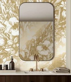 Goud Engraved bloemen behang off white MW-132 300x280cm