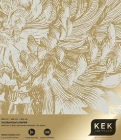 Goud Engraved bloemen behang zand MW-144 300x280cm