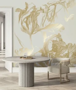 Goud Engraved bloemen behang zand MW-126 300x280cm