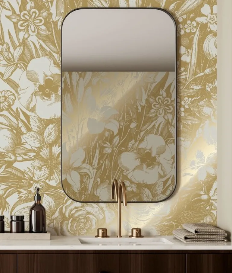 Goud Engraved bloemen behang zand MW-135 300x280cm