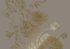 Goud Engraved bloemen behang grijs MW-151 400x280cm