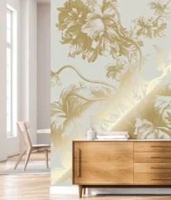 Goud Engraved bloemen behang zand MW-117 300x280cm