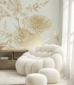 Goud Engraved bloemen behang zand MW-143 200x280cm