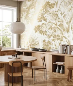 Goud Engraved landschappen behang off-white MW-166 400x280cm